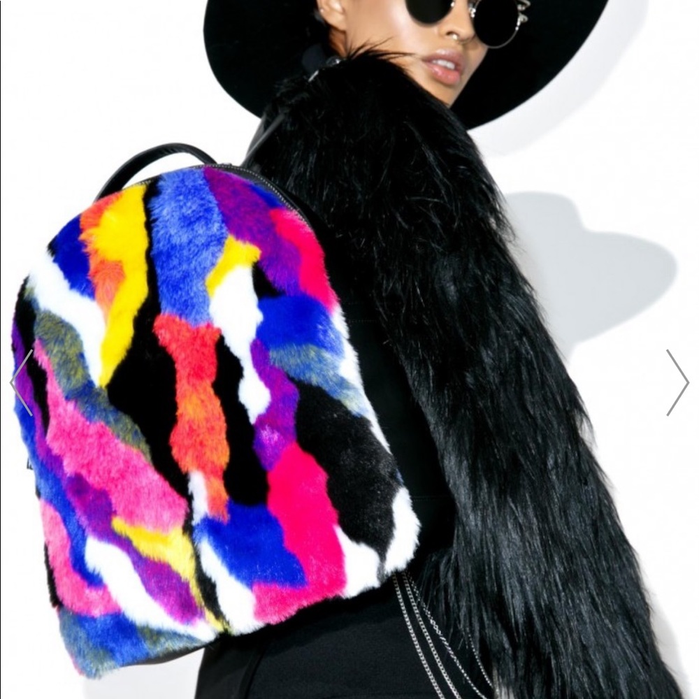 🌈NEW fur backpack 🎒FURRY rainbow 🌈